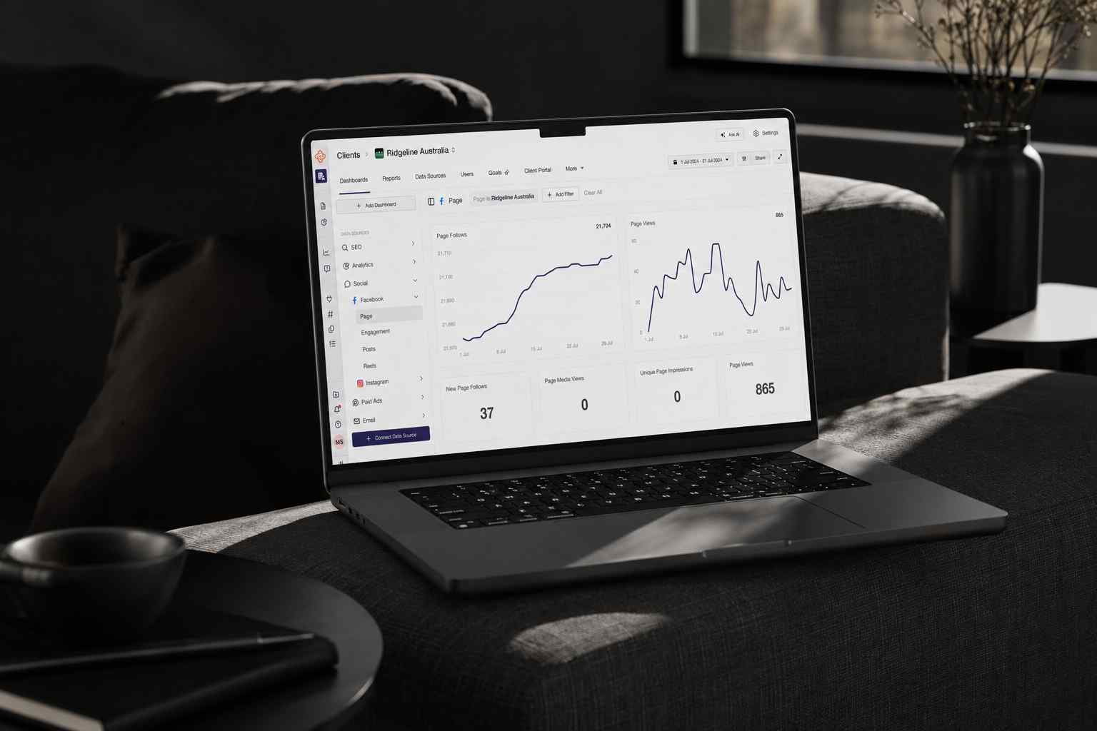 Core Web Vitals performance dashboard on laptop.