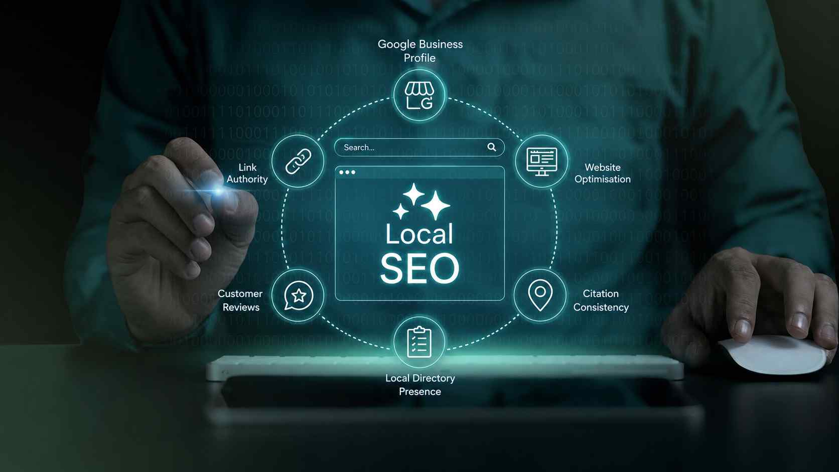 Local SEO map results across multiple locations.